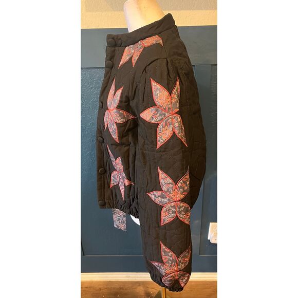 Gacaky Lightweight Floral Embroidered Cropped Quilted Jacket -S - Picture 6 of 9